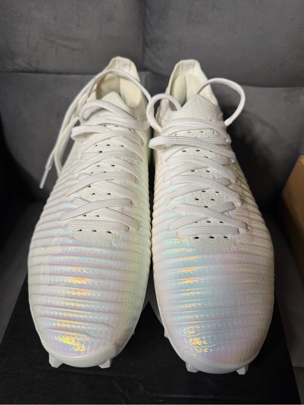 White Iridescent Women's Athletic Cleats